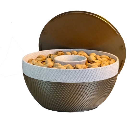 Eco-Friendly Pistachio Storage Box with Waste Compartment & Lid