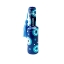 A studio shot of the elegant elenianna mini ouzo bottle, featuring a distinct Aegean blue evil eye design and a clean white label.