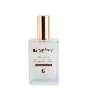 Mastic Spa Shimmering Snowflake Glow Hydrating Body Oil 100ml glass bottle with a gold cap on a clean white background.