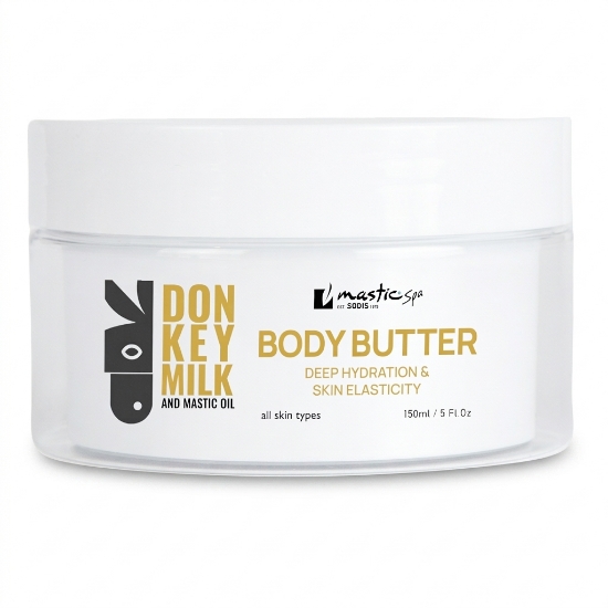 Donkey Milk & Mastic Oil Body Butter - Nourishing Hydration Cream by Mastic Spa on a clean ecommerce background