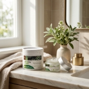 Mastic Spa Oliveday Nourishing Face Day Cream with Chios Mastic in a natural lifestyle setting