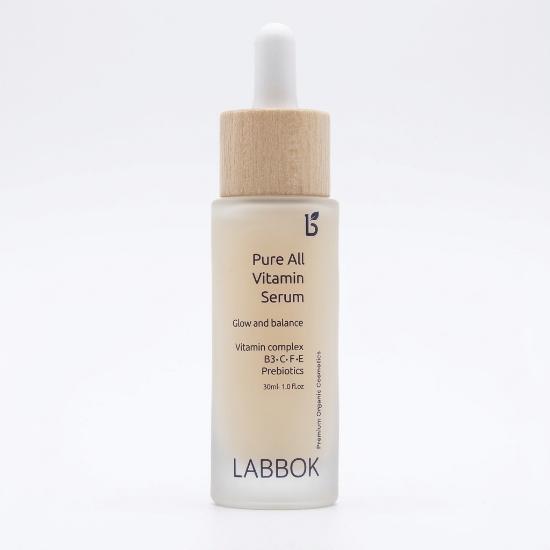 Pure All Vitamin Serum with Prebiotics - Brightening Face Serum by Labbok on a clean ecommerce background