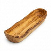 Personalized 40cm olive wood bread stand with rustic raw edges by Olea Wood Art