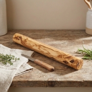 Personalized Olive Wood Dowel Rolling Pin Without Handle 40cm by Olea Wood Art shown as a close-up product detail