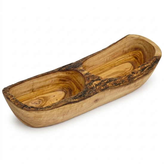 Personalized Olive Wood Rustic Appetizer Plate 3.5x11x25cm by Olea Wood Art on a clean ecommerce background