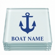 Sailing Boat Glass Coaster Set of 4 – Square 10cm Personalized Gift by Aurean Gold on a clean ecommerce background