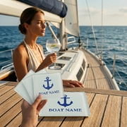 Sailing Boat Glass Coaster Set of 4 – Square 10cm Personalized Gift by Aurean Gold shown as a close-up product detail