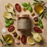 Artichoke & Sun-Dried Tomato Salad Navarino Icons, 190g shown as a close-up product detail