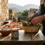 Artichoke & Sun-Dried Tomato Salad Navarino Icons, 190g on a clean studio background
