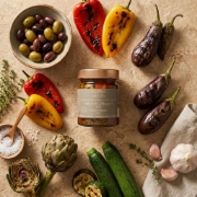 Antipasti - Mixed Vegetables Grilled, 190g Navarino Icons shown as a close-up product detail