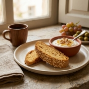 Mastic Paximadi Rusk with Chios Mastiha & Sesame 250g by Xilofournos Mistrakis in a natural lifestyle setting