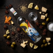 35N Greek Ouzo 700ml - Smooth Anise Spirit from Rethymno Crete on a clean studio background