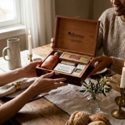 The Greek Essentials Gift Box — Handcrafted Piano Cherry Wood by elenianna in a natural lifestyle setting