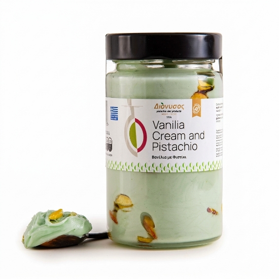 Dionysos Aegina Vanilla Cream with Pistachios 200g - Premium Greek Dessert Topping