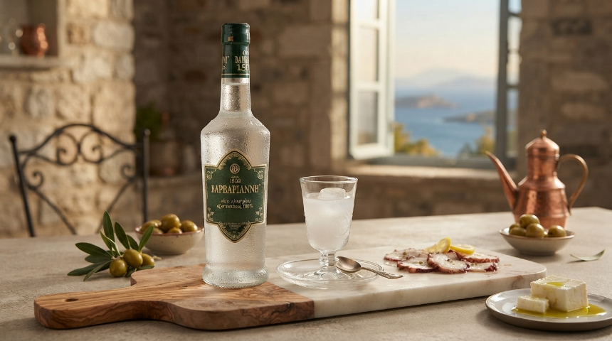 L'Esprit des Îles Grecques: Un Guide de Luxe des Spiritueux Traditionnels (Ouzo, Tsipouro, Mastiha)